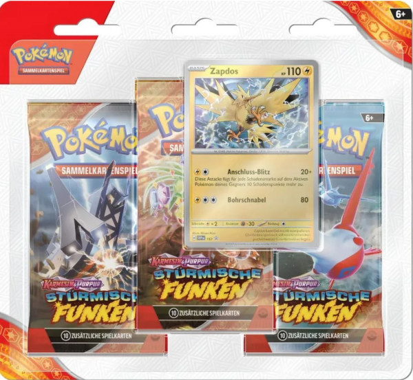 [DEU] Pokemon Stürmische Funken 3er Blister