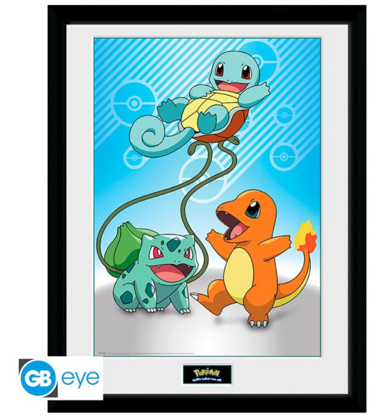 [POSTER] Pokemon - Framed print "Kanto Starters" (30x40)