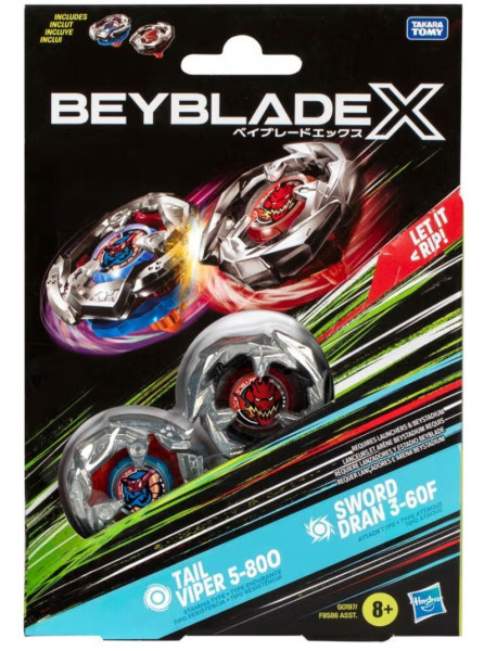 Beyblade X Tail Viper 5-80O and Sword Dran 3-60F Top Dual Pack Set