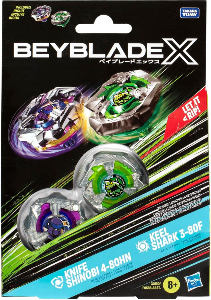 Beyblade X Knife Shinobi 4-80HN und Keel Shark 3-80F Kreisel Dual Pack