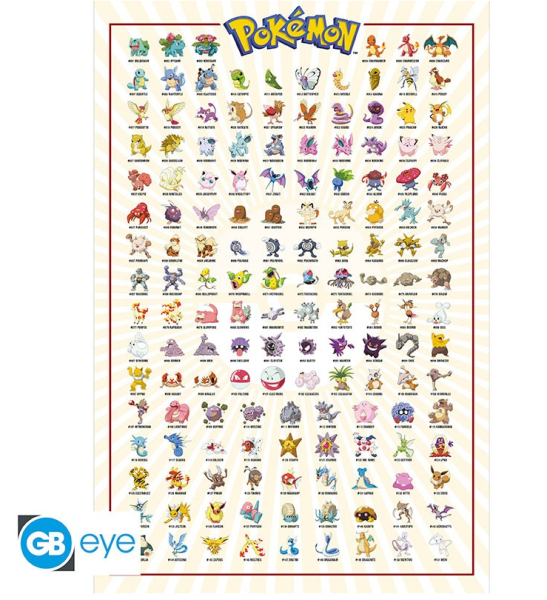 [POSTER] Pokemon - Kanto 151 Englisch - Maxiposter (91,5x61)