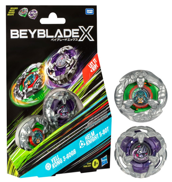 Beyblade X Yell Kong 3-60GB and Helm Knight 5-80T Top Dual Pack Set