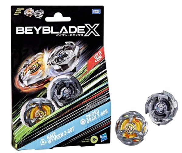 Beyblade X Gale Wyvern 3-60T & Sword Dran 3-80B Dual Pack, Set Hasbro